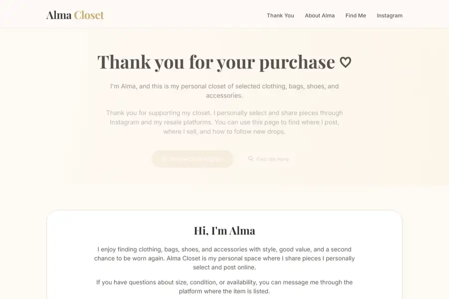 Alma Closet site preview