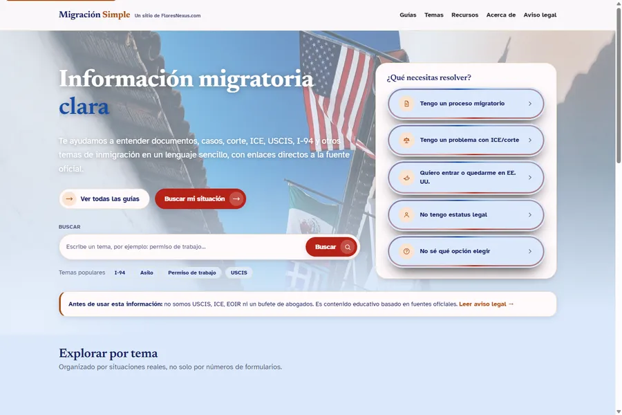 Migración Simple site preview